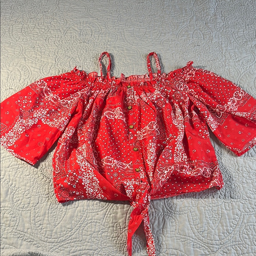 Speed Limit 98 Red Bandana Blouse